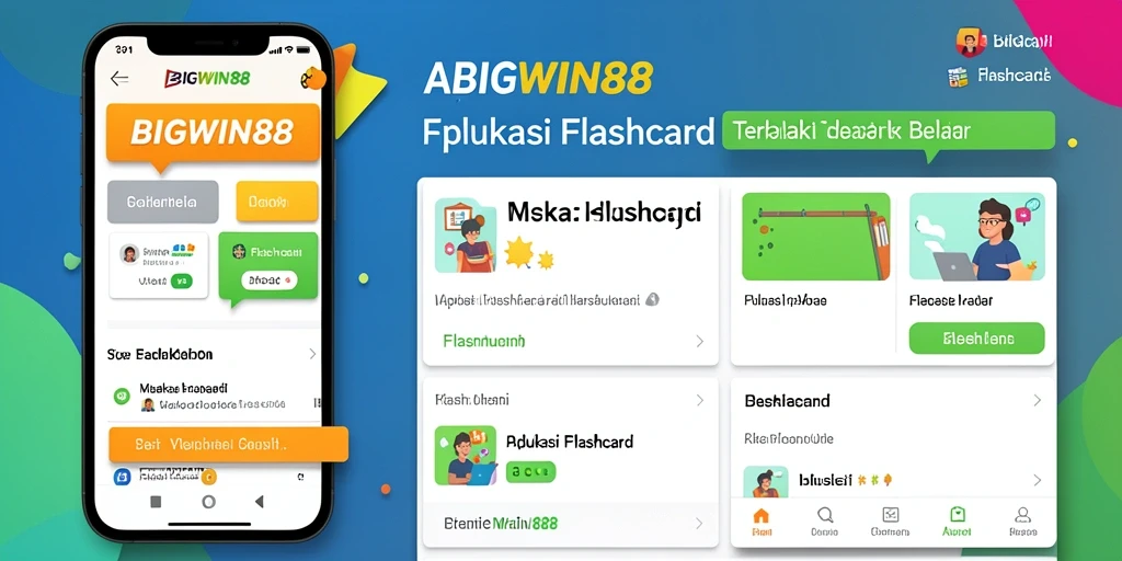 Antarmuka aplikasi BIGWIN88 yang ramah pengguna dengan fitur flashcard.