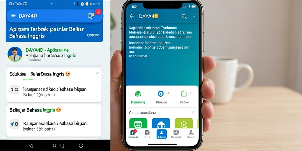 Antarmuka pengguna aplikasi DAYA4D yang interaktif dan menarik untuk belajar Bahasa Inggris.