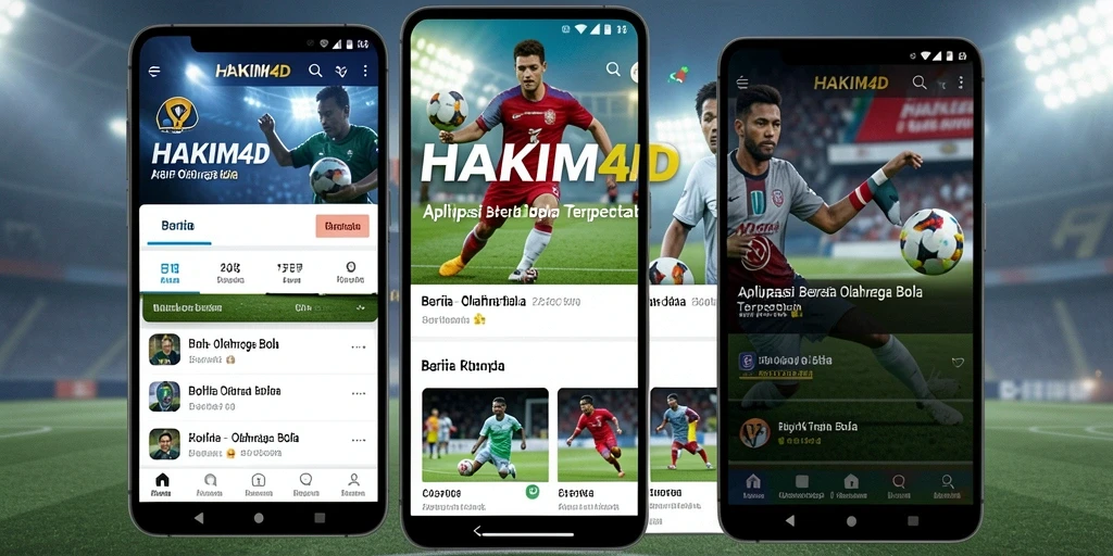Antarmuka aplikasi HAKIM4D yang informatif dan menarik untuk berita olahraga bola.