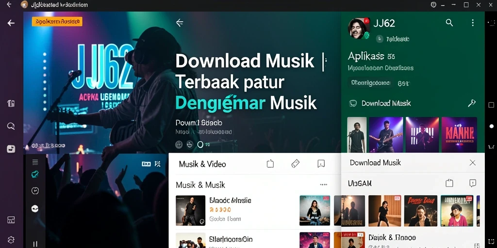 Antarmuka aplikasi Download Musik JJ62 yang menarik dan fungsional.