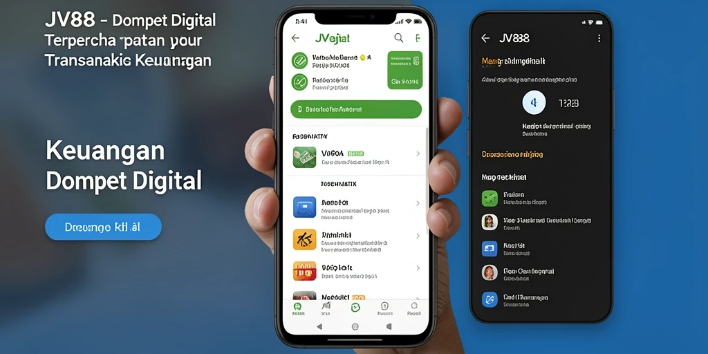 Tampilan antarmuka aplikasi Dompet Digital JV88 yang modern dan intuitif.