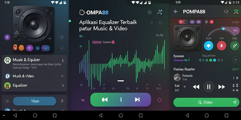 Antarmuka POMPA88 menampilkan kontrol Equalizer yang mudah digunakan.