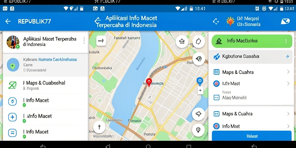 Antarmuka pengguna REPUBLIK77 menampilkan informasi kemacetan terkini.