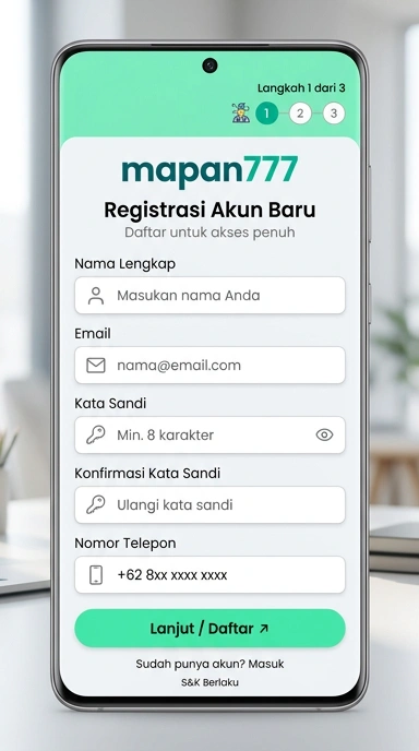 Cara Mudah Registrasi Akun Baru Mapan777