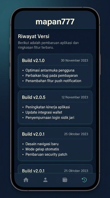 Riwayat Versi Mapan777 untuk Pengguna Android